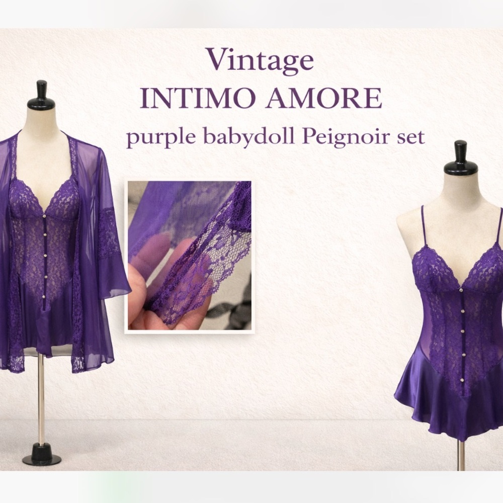 Intimo Purple Lace Robe Set - Picture 2 of 15